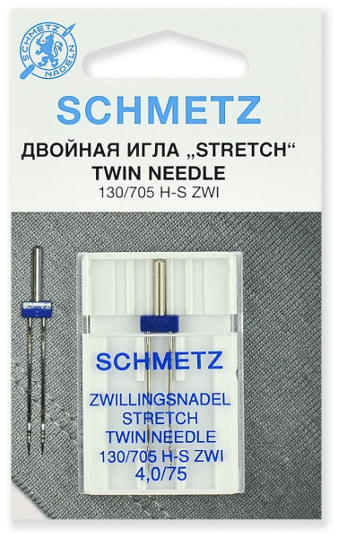 Иглы Schmetz стрейч двойные 130/705 H-S ZWI 4,0/75, 1 шт в Анапе